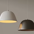 Two Dome Shaped Pendant Lights In Different Colors For Modern Design 3d model