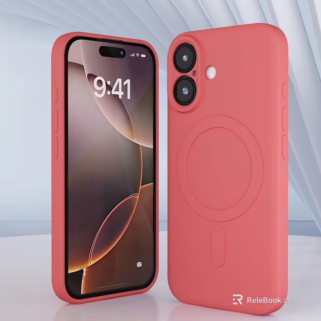 Protective Red Silicone Phone Case With Circular Magnetic Ring And Camera Protection 3d model 
