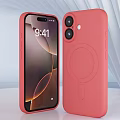 Protective Red Silicone Phone Case With Circular Magnetic Ring And Camera Protection 3d model