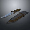 Rusted Metal Weapon Knife With Sharp Blade And Matching Sheath 3d model