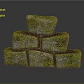 Wooden Stone Stacked Blocks With Moss Covered Colorful Spots And Natural Texture