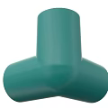 Green Three Way Pipe Fitting With Three Open Ends And Smooth Surface Construction 3d model