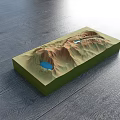 Commercial Equipment 3D Terrain Model With Green Base Brown Mountains And Blue Lakes