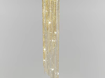 Golden Crystal Chandelier With Hanging Sparkling Crystal Strands And Shiny Design 3d model