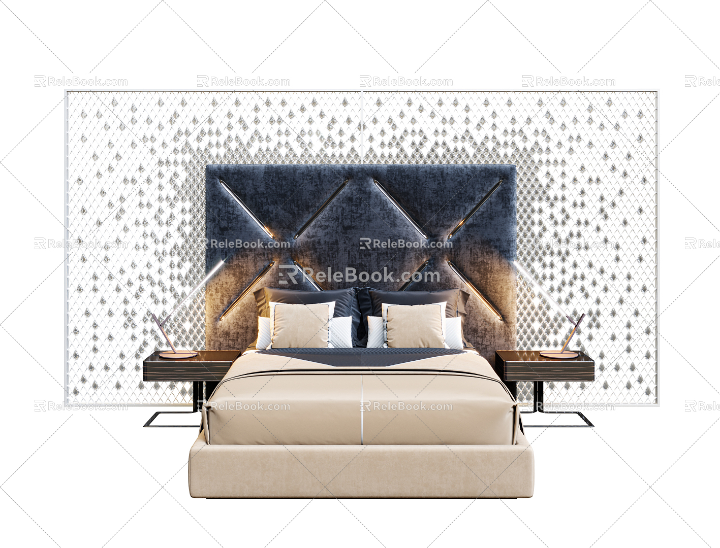 Modern Background Double Bed Double Bed 3d model