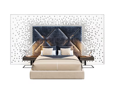Modern Background Double Bed Double Bed 3d model