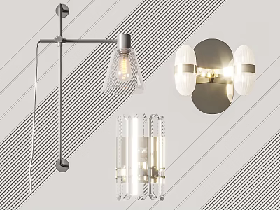 Modern Wall Sconces With Glass Shades And Metal Frames For Contemporary Interior Lighting 3d model