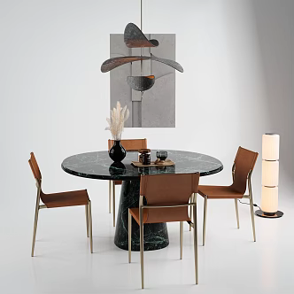 Dining table dining chair dining room carpet 3d model
