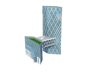 Modern Office Building With Geometric Diamond Pattern Facade And Green Roof 3d model