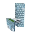Modern Office Building With Geometric Diamond Pattern Facade And Green Roof 3d model