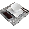 Tableware Bowl Chopsticks Plate Placemat 3d model