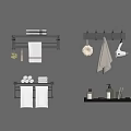 Modern Bathroom Wall Towel Racks With White Hanging Towels And Toiletries