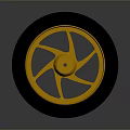 Motorcycle Wheel With Yellow Spoke Rim And Black Tire Modern Design