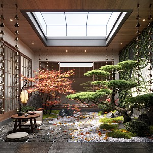 New Chinese Zen Patio Courtyard Landscape Landscaping Landscape Plants Moss Landscape Setches Patio Landscape 3d model