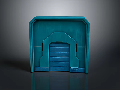 Modern Blue Scenic Structure With Decorative Doorway And Smooth Surface Design 3d model