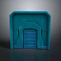 Modern Blue Scenic Structure With Decorative Doorway And Smooth Surface Design 3d model