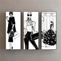 Fashionable Female Figure Illustrations With Stylish Outfits Shopping Bags And Elegant Dresses