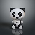 Cute Panda Character With Big Eyes Black And White Sitting Pose Shiny Base