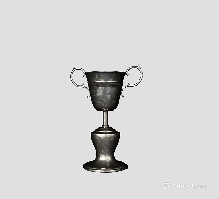 Elegant Silver Trophy With Double Ring Handles And Tiered Base Design 3d model 