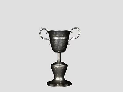 Elegant Silver Trophy With Double Ring Handles And Tiered Base Design 3d model