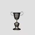 Elegant Silver Trophy With Double Ring Handles And Tiered Base Design