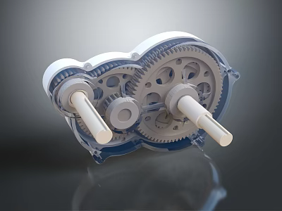 Durable Gear Tools With Transparent Casing Multiple Gears And Metal Shafts 3d model
