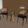 Middle-ancient style leisure chair side combination 3d model
