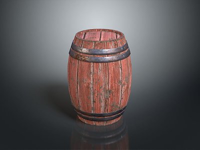 Wooden Barrel Water Barrel Old Wooden Barrel Water Barrel Pot Container Realistic 3d model