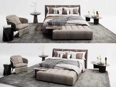 Modern Double Bed Double Bed Lounge Chair 3d model