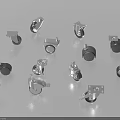 Hardware Tools Including Various Swivel Braked Casters With Metal Brackets And Rubber Wheels 3d model