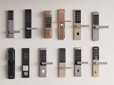 Modern Smart Door Handles With Multiple Designs Digital Keypad And Various Colors 3d model
