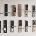 Modern door handle smart password fingerprint lock 3d model