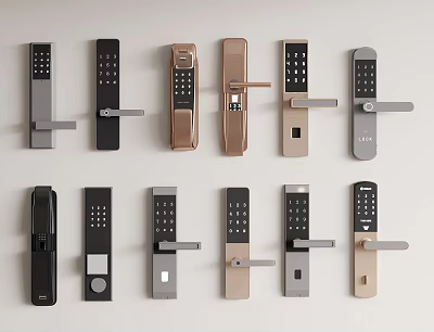 Modern Smart Door Handles With Multiple Designs Digital Keypad And Various Colors 3d model