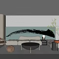 Modern Living Room Interior With White Sofa Round Coffee Table And Green Plant