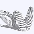 Abstract Silver Metal Line Sculpture With Circular Structures Smooth Surface White Background Reflective 3d model