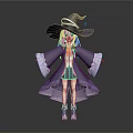 Magic Themed Game And Movie Character With Purple Wizard Hat Light Hair And Pink Shoes
