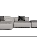 Beige Sectional Sofa With Modular Sections Accent Pillows Modern Design For Living Room 3d model