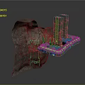 Rock Formation Adjacent To Modern Tall Buildings On Floating Platform Structure
