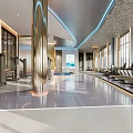 Luxurious Modern Gym Interior With Fitness Equipment And Health Sign