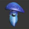Blue Mushroom Creature Character With White Spots Purple Eyes And Textured Arms