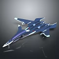 Blue 3D Rendered Science Fiction Fighter Jet With Sleek Aerodynamic Design