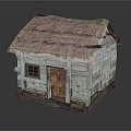 Traditional Rustic Wooden House With Thatched Roof Weathered Walls And Wooden Door