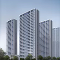 Modern High Rise Residential Buildings With Glass Facades And Urban Skyline