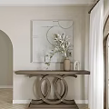 Modern Entryway Console Table With Decorative Wall Art And Potted Greenery 3d model