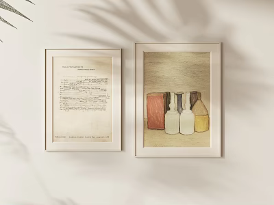 Two Framed Pictures Featuring Text Note And Colorful Bottle Illustration For Wall Decor 3d model