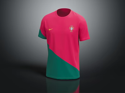 Stylish Portuguese Short Sleeve Football Jersey Nike Pink And Green With National Team Crest 3d model