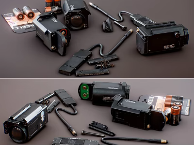 Professional Grade Industrial Equipment Components With Battery Packs Cables And Modules 3d model