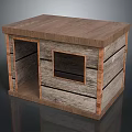 Wooden Pet House Structure With Open Entrance And Window Design Natural Wood Grain