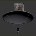 Ratelika HAH Satellite Dish With Silver Surface Red Pole And Gray Concrete Base