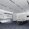 Modern Exhibition Space Interior Design With Display Screens Conference Furniture And Lighting